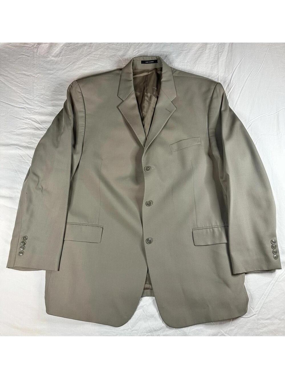 🧥✨ Macy’s Mens Store Woolmark Tan Blazer 46R Pure Wool Classic ✨🧥